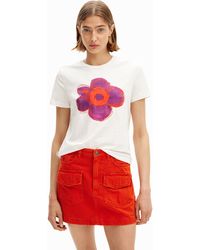 Desigual - Flower Illustration T-shirt - Lyst