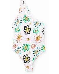 Desigual - Asymmetric-Strap Sun Swimsuit - Lyst