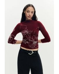 Desigual - Printed Long-Sleeve T-Shirt, Viscose - Lyst