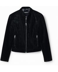 Desigual - Suede-Effect Jacket, Polyurethane - Lyst