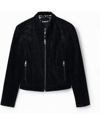 Desigual - Suede-Effect Jacket, Polyurethane - Lyst