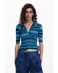 Desigual - Striped Knit T-Shirt - Lyst