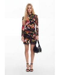 Desigual - Short Floral Dress, Polyester - Lyst