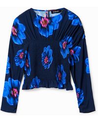 Desigual - Floral Ruched Blouse - Lyst