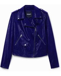 Desigual - Textured Biker Jacket, Polyurethane - Lyst