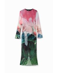 Desigual - Slim Fantasy Tulle Midi Dress, Polyester - Lyst