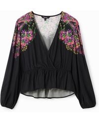 Desigual - Digital Floral Wrap Blouse, Viscose - Lyst
