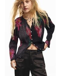 Desigual - Pixelated Flower Blouse, Polyester - Lyst