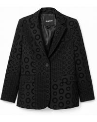Desigual - Geometric Flocked Blazer - Lyst