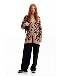 Desigual - Oversize Leopard Cardigan - Lyst