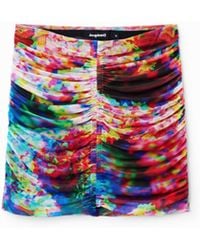 Desigual - Floral Ruched Tulle Mini Skirt, Polyester - Lyst