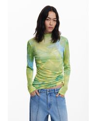 Desigual - Watercolor Draped Fine Sweater - Lyst