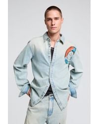 Desigual - Embroidered Denim Shirt, Cotton - Lyst