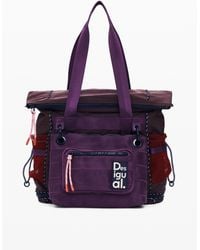 Desigual - Grand Sac À Dos Voyager Multiposition, Femme, Polyamide, Rouge - Lyst