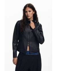 Desigual - Combined Faux Leather Jacket, Polyester - Lyst