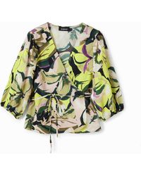 Desigual - Floral Wrap Blouse, Polyester - Lyst