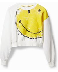 Desigual - Smiley Cropped Sweatshirt - Lyst