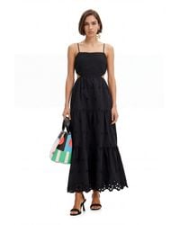 Desigual - Long Embroidered Cut-Out Dress, Cotton - Lyst