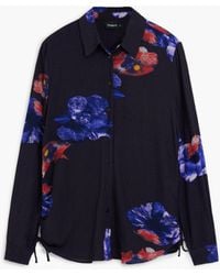 Desigual - Gathered Floral Fluid Shirt, Viscose - Lyst