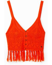 Desigual - Crochet Crop Top, Cotton - Lyst