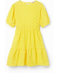 Desigual - Short Swiss Embroidery Dress, Cotton - Lyst