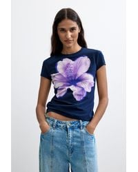 Desigual - Floral Print T-Shirt, Cotton - Lyst