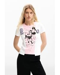 Desigual - Two-Tone Mickey Mouse T-Shirt, Cotton - Lyst