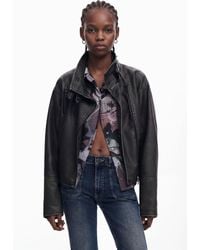 Desigual - Oversized Leather-Effect Biker Jacket, Polyurethane - Lyst