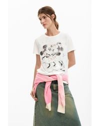 Desigual - Mickey And Minnie Mouse Heart T-Shirt, Cotton - Lyst