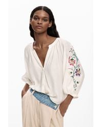 Desigual - Blouse Embroidered Sleeves - Lyst