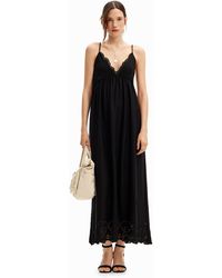 Desigual - Long Dress With Thin Straps And Lace. - Lyst