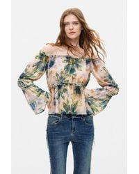 Desigual - Printed Long-Sleeve Blouse, Polyester - Lyst