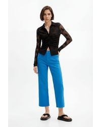 Desigual - Plain Cropped Denim Pants. Cotton - Lyst