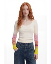 Desigual - T-Shirt With Printed Sleeves - Lyst