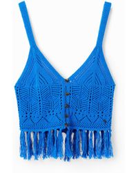 Desigual - Crochet Crop Top, Cotton - Lyst