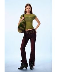 Desigual - Pantalón Vaquero Flare, Mujer, Algodon, Rojo - Lyst