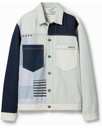 Desigual - Patchwork Denim Overshirt, Cotton - Lyst