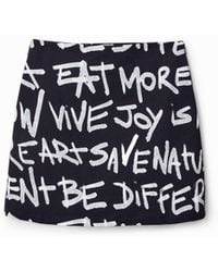 Desigual - Slim Mini Skirt With Text, Cotton - Lyst
