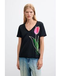 Desigual - Floral Print T-Shirt 100% Cotton, Cotton - Lyst