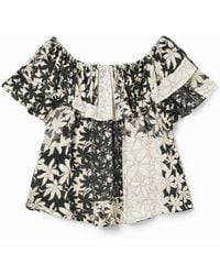 Desigual - Patchwork Floral Ruffle Blouse, Viscose - Lyst