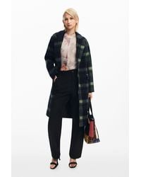 Desigual - Long Checkered Coat - Lyst