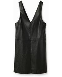 Desigual - Leather-Effect Pinafore Dress, Polyurethane - Lyst
