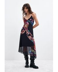 Desigual - Robe Asymétrique À Fleurs M. C. Lacroix, Femme, Polyester, Noir - Lyst