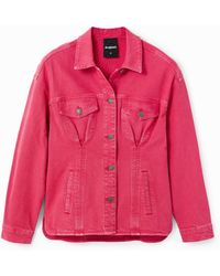 Desigual - Pleated Denim Trucker Jacket, Cotton - Lyst
