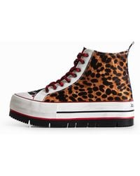 Desigual - Animal Print High-Top Platform Sneakers - Lyst