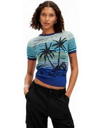 Desigual - Knit Palm Tree T-shirt - Lyst