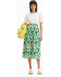 Desigual - Combination Floral Midi Dress, Cotton - Lyst