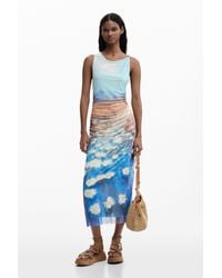 Desigual - Draped Waterlily Dress, Polyester - Lyst
