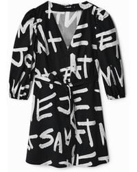 Desigual - Short Shirt Dress With Messages, Cotton - Lyst