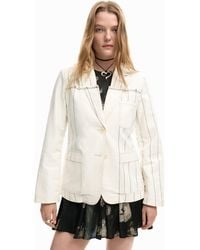Desigual - Asymmetrical Striped Blazer, Cotton - Lyst